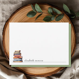 Elegant Sage Green Book Lover's Personalized Card