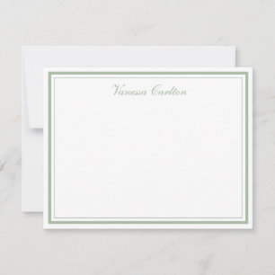 Elegant Sage Green Border Personalized Name Card