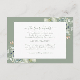Elegant Sage Green Botanical Detail Enclosure Card