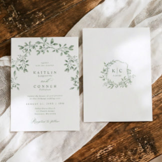 Elegant Sage Green Botanical Garden Wedding Invitation
