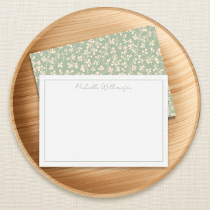 Elegant Sage Green Botanical Personalized Card