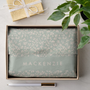 Elegant Sage Green Botanical Personalized Tissue Paper