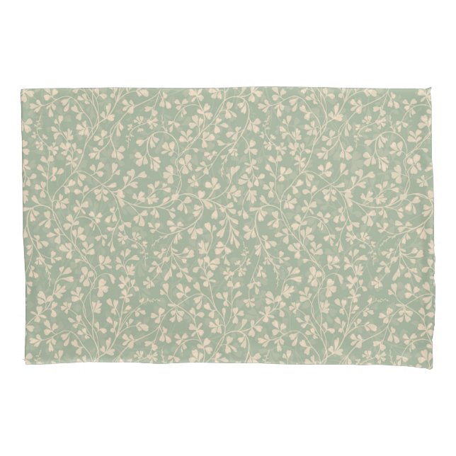 Elegant Sage Green Botanical Pillowcase (Front)