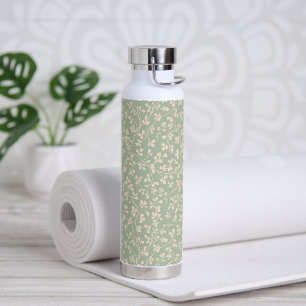 Elegant Sage Green Botanical Water Bottle