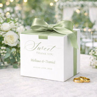 Elegant Sage Green Botanical Wedding  Favor Box