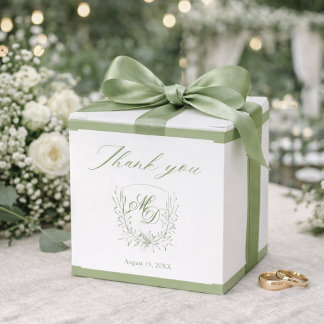 Elegant Sage Green Botanical Wedding  Favor Box