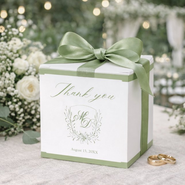 Elegant Sage Green Botanical Wedding  Favor Box (Creator Uploaded)