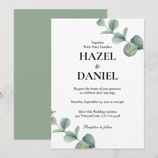 Elegant Sage Green Botanical Wedding  Invitation