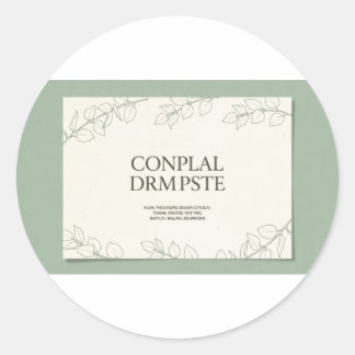 Elegant Sage Green Botanical Wedding Invitation -  Classic Round Sticker