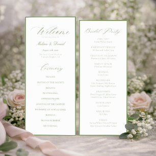 Elegant Sage Green Botanical Wedding Program