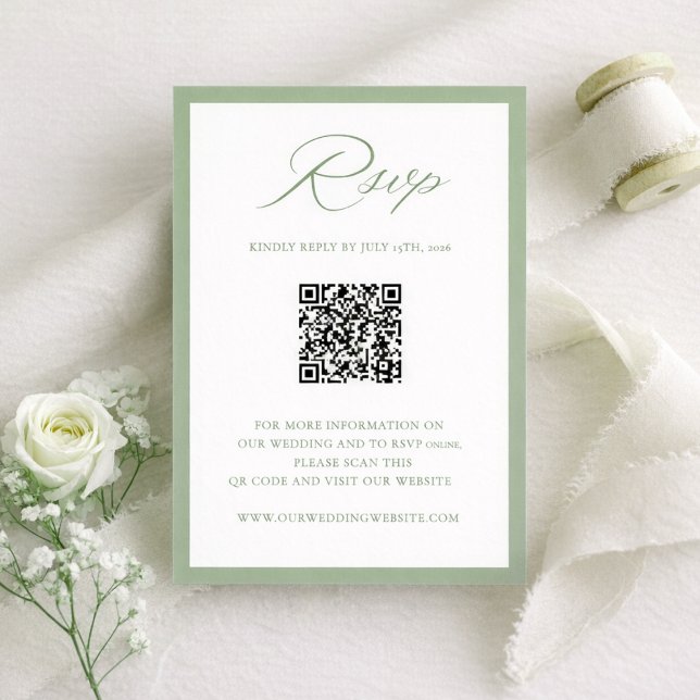 Elegant Sage Green Botanical Wedding RSVP Card (Créateur téléchargé)