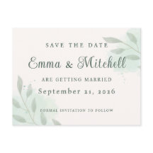 Elegant Sage Green Botanical Wedding Save the Date