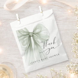 Elegant Sage Green Bow Baby Shower Thank You Favour Bag