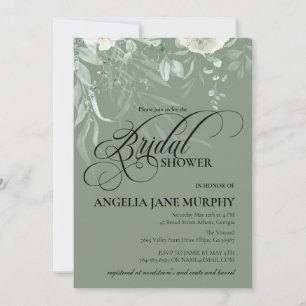 Elegant Sage Green Bridal Shower Invitation