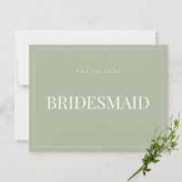 Elegant Sage Green Bridesmaid Proposal Card