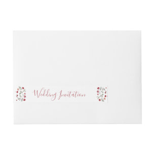 Elegant Sage Green Burgundy Roses White Wedding Wraparound Address Label