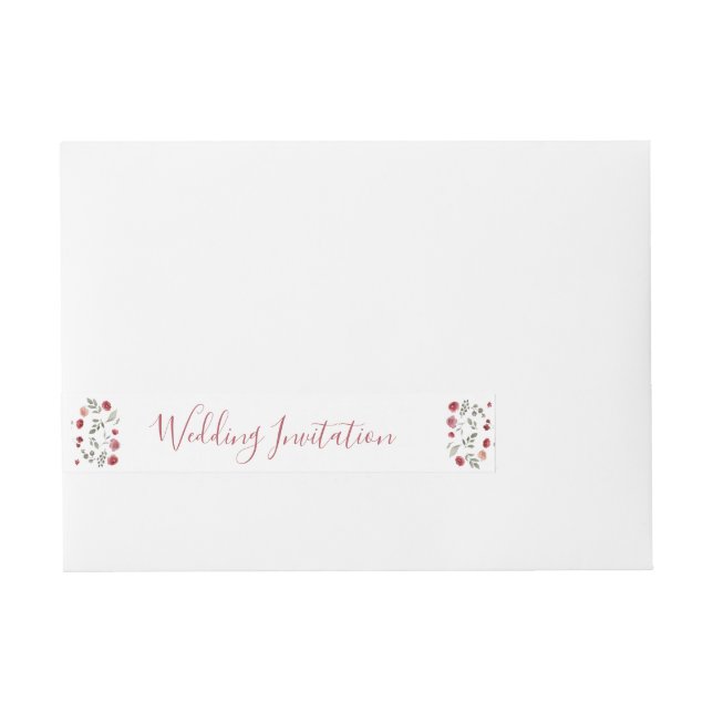 Elegant Sage Green Burgundy Roses White Wedding  Wraparound Address Label (Front)