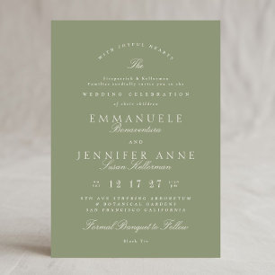 Elegant Sage Green Calligraphy Formal The Wedding Invitation