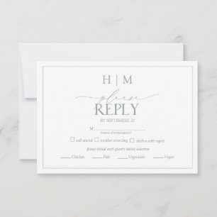 Elegant Sage Green Calligraphy Monogram RSVP