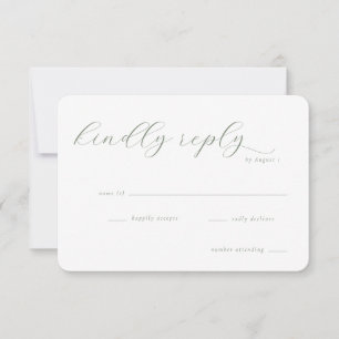 Elegant Sage Green Calligraphy RSVP Card