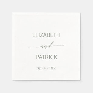 Elegant Sage Green Calligraphy Wedding Napkin