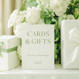 Elegant Sage Green Cards & Gifts Wedding Sign