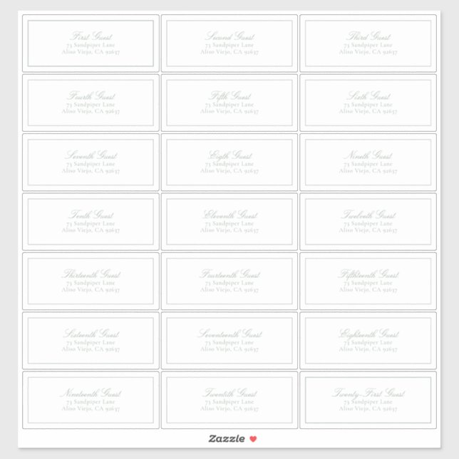 Elegant Sage Green Classic Script Guest Address (Sheet)