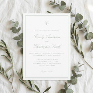 Elegant Sage Green Classic Wedding Invitation