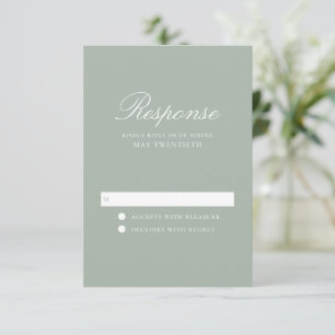 Elegant Sage Green Classic Wedding RSVP Card
