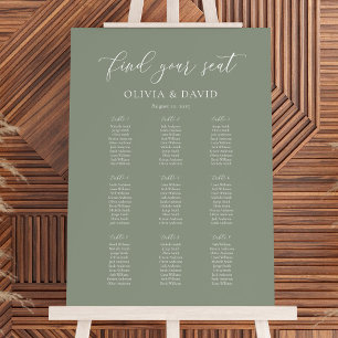 Elegant Sage Green Colour 9 table Seating Chart