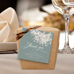 Elegant Sage Green Cream Foliage Duet Favour Tags