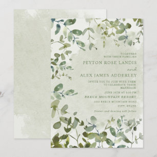 Elegant Sage Green Eucalyptus Botanical Wedding Invitation