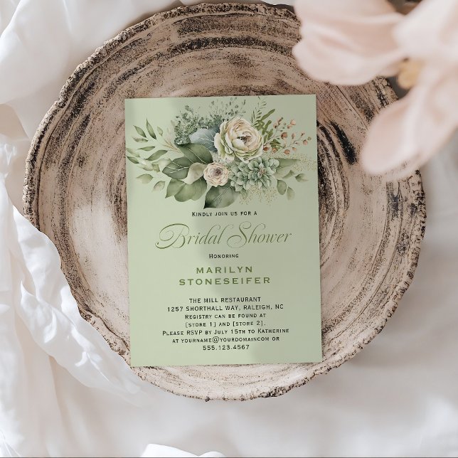 Elegant Sage Green Eucalyptus Bridal Shower | Invitation (Creator Uploaded)
