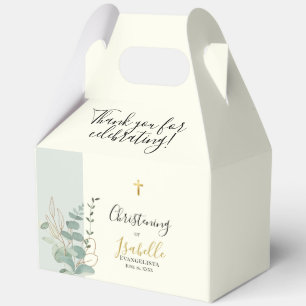 Elegant Sage Green Eucalyptus Christening Gable Favor Box