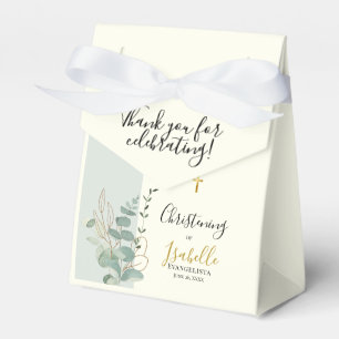Elegant Sage Green Eucalyptus Christening Tent Favor Box