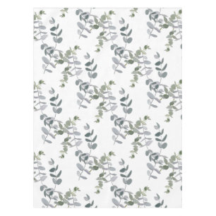 Elegant Sage Green Eucalyptus Leaves Pattern Tablecloth