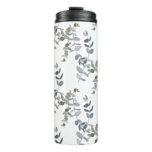 Elegant Sage Green Eucalyptus Leaves Pattern Thermal Tumbler