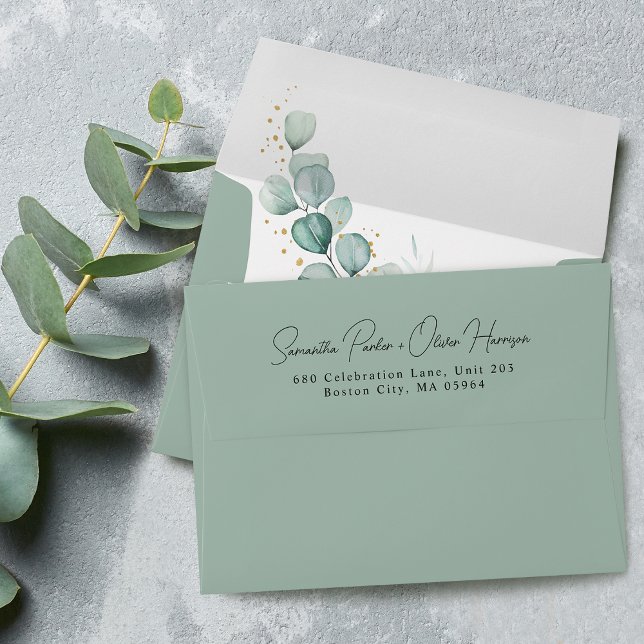Elegant Sage Green Eucalyptus Wedding Envelope (Elegant Sage Green Eucalyptus Wedding envelope )