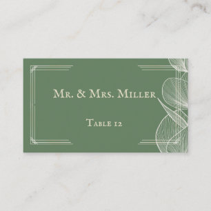Elegant Sage Green Eucalyptus Wedding Folded Place Card