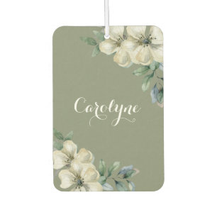 Elegant Sage Green Floral Air Freshener