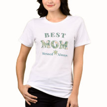 Elegant Sage Green Floral Best Mom Blessed Always