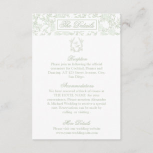 Elegant Sage Green Floral Crest Monogram Wedding Enclosure Card