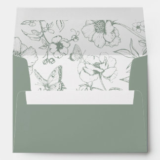 Elegant Sage Green Floral Garden Wedding Address Envelope