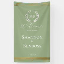 Elegant Sage Green Floral Monogram Wedding Welcome
