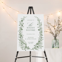 Elegant Sage Green Floral Rehearsal Dinner Welcome