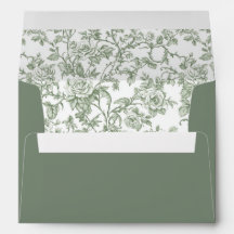 Elegant Sage Green Floral Toile Wedding Address