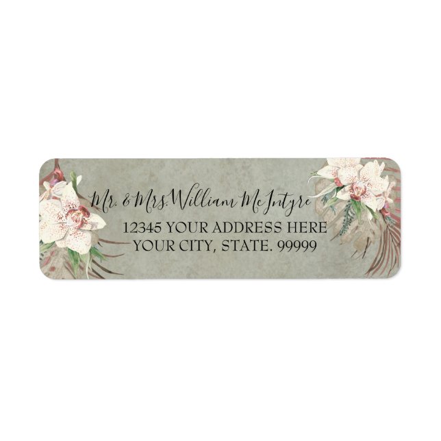 Elegant Sage Green Floral Tropical Foliage Wedding (Front)