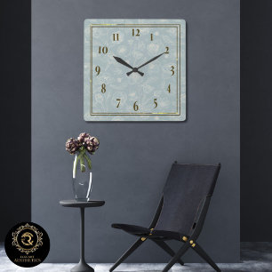 Elegant Sage Green Floral Wall Clock - Home Gift