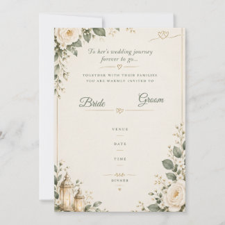 Elegant Sage Green Floral Wedding Invitatio Card