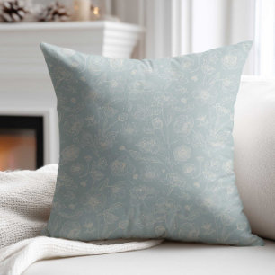 Elegant Sage Green Flower Throw Pillow